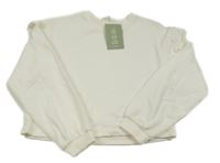 Nové - smetanová oversize crop mikina s volánky H&M