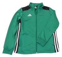 Tmavozeleno-černo-bílá propínací sportovní mikina Adidas