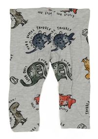 Šedé melírované legíny s dinosaury F&F