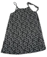 Černo-bílé květované žebrované šaty Primark