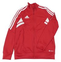 Červeno-bílá propínací sportovní mikina Adidas