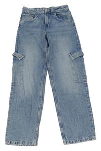 Modré wide leg rifle s kapsami H&M