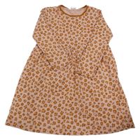 Růžovo-rezavé leopardí bavlněné šaty 