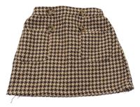 Hnědo-béžová vzorovaná sukně s knoflíky Shein