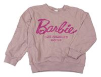 Starorůžová oversize mikina s logem Barbie