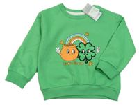 Nové - zelená mikina s duhou a čtyřlístkem PRIMARK