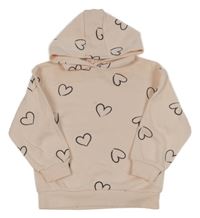 Světlerůžová mikina se srdíčky a kapucí Primark 