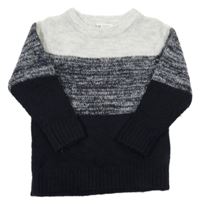 Černo-světlešedý melírovaný vlněný svetr H&M