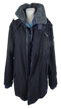 Pánský tmavomodrý vlněný kabát s límcem Superdry