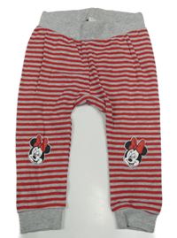 Šedo-červené pruhované baggy tepláky s Minnie Disney