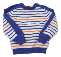 Bílo-safírovo-tmavooranžový pruhovaný svetr Blu Kids