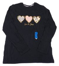 Nové - Černé triko se srdíčky Primark