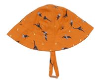 Oranžový klobouk s dinosaury 