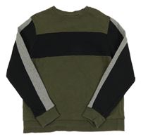 Khaki-černo-šedá mikina Next
