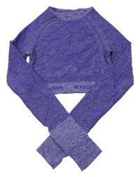 Fialové melírované sportovní crop triko 