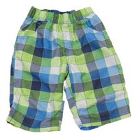 Zeleno-modro-bílé kostkované plážové kraťasy Kids