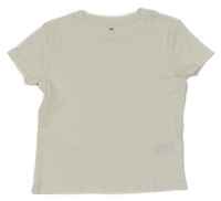 Bílé žebrované crop tričko H&M