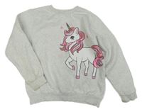 Světlešedá mikina s jednorožcem H&M