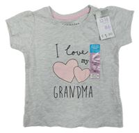 Nové - Šedé melírované tričko se srdíčky Primark