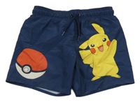 Tmavomodré plážové kraťasy s Pikachu 