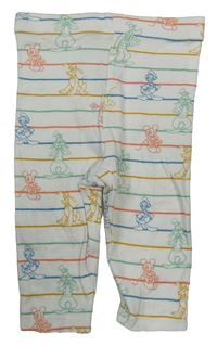 Bílo-barevné pruhované lehké tepláky s Mickeym a přáteli Primark
