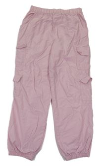 Růžové plátěné cuff kalhoty s kapsami Matalan