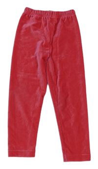Fuchsiové žebrované sametové legíny 
