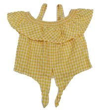 Žluto-bílý kostkovaný crop top Primark