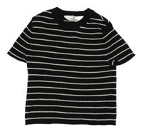 Černo-bílé pruhované žebrované úpletové tričko H&M