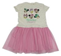 Smetanovo-růžové šaty s Minnie a Daisy a tylem H&M