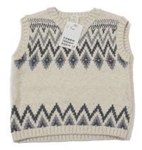 Nové - Béžová vzorovaná svetrová vesta H&M