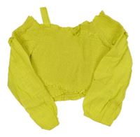 Žluté lehké žabičkované crop triko Zara