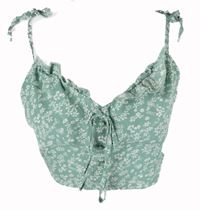 Dámský mátový kytičkovaný crop top 