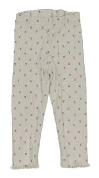 Bílé žebrované legíny s květy H&M