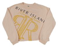 Světlerůžová crop mikina s logem River Island
