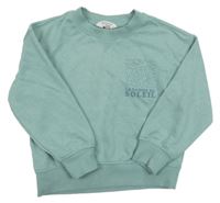 Světlezelená mikina s výšivkou a nápisem Primark