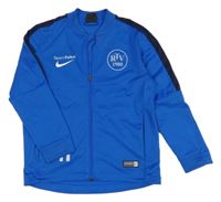 Modrá sportovní funkční propínací mikina s potiskem Nike