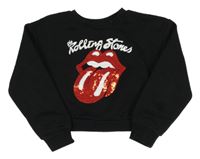 Černá crop mikina s logem The Rolling Stones Primark 