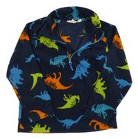 Tmavomodrá fleecová funkční mikina s barevnými dinosaury Mountain Warehouse