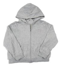 Světlešedá sametová propínací crop mikina s motýlkem a kapucí H&M