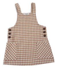 Bílo-broskvové vzorované vlněné šaty Primark