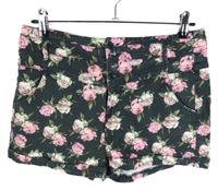 Dámské černé květované riflové kraťasy Topshop 