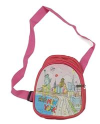 Růžová cross body kabelka s motivem NEW YORK 