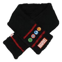 Černá chlupato-pletená šála s nášivkami Marvel