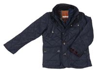 Tmavomodrá šusťáková prošívaná zateplená bunda Next