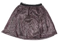 Růžovo-černo-stříbrná plisovaná sukně M&S