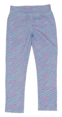 Světlemodro-růžové vzorované sportovní legíny Dunnes 