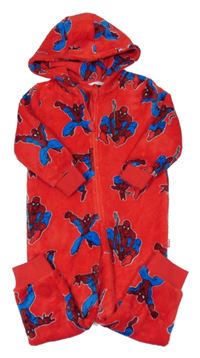 Červená chlupatá kombinéza se Spider-manem a kapucí M&S