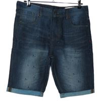Dámské tmavomodré riflové dlouhé kraťasy s ptáčky Denim vel. 34