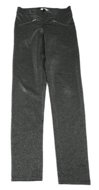 Černo-stříbrné tregíny se zipy H&M